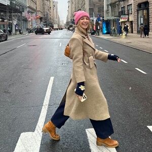 SANDRO Herringbone bouclé coat